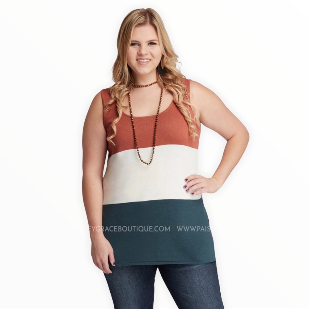 Andree’-Color Block Tank-slit on sides-NWT-Med.